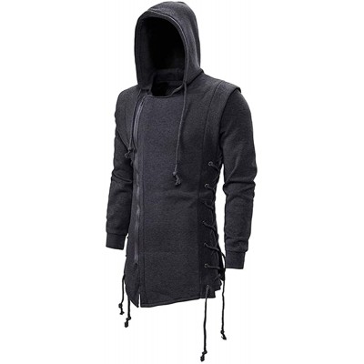 JMSUN Herren Zipper Hoodies Sweatshirts Seite Schnür Fleece Gothic Hooded Assassins Creed Jacke für Herren