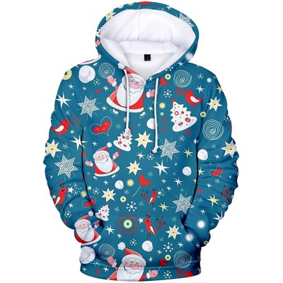 Weihnachts-Hoodies für Herren und Damen lustiger 3D-Druckmuster Sweatshirt Pullover Xmas Party cooler Tracky Kapuzenpullover mit Tasche