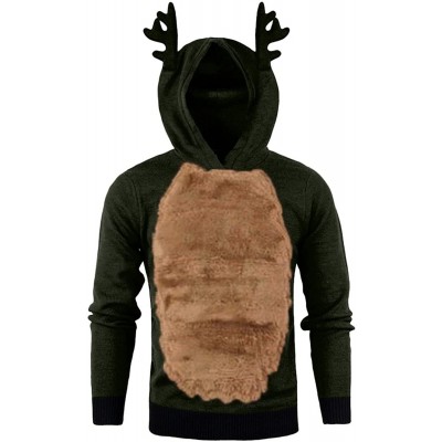 Yowablo Sweatshirts Männer Herbst Winter Hoodie Feder Mit Kapuze Weihnachten Kontrastfarbe 3D Bluse Top