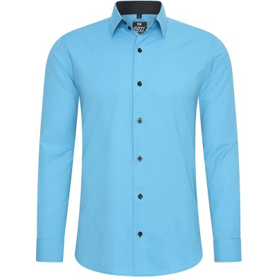 Rusty Neal Herren-Hemd Premium Slim Fit Langarm Stretch Kontrast Hemd Business-Hemden Freizeithemd