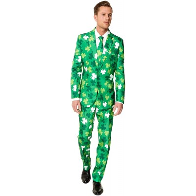 Suitmeister St. Patrick Anzüge für Herren St. Patrick's Day Clovers Mit Jackett Hose und Krawatte mit Festlichen Print L
