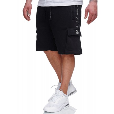 Herren Shorts | Brave Soul Herren Sweat Shorts Kontrast Streifen 6-Pockets jet schwarz - OR97107Brave Soul Menschwarz21031180-S-BK