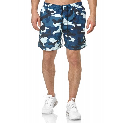 Herren Shorts | Urban Classics Herren Camo Swim Shorts 2-Pockets Tunnelzug blau camouflage - BY79886Urban Classicsblau19072969