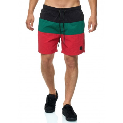 Herren Shorts | Urban Classics Herren Colorblock Swim Shorts grün rot schwarz - QP16528Urban Classicsgrün19072972