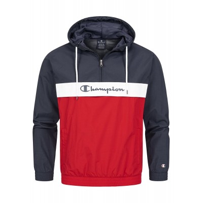 Herren Jacken | Champion Herren leichter Windbreaker Jacke mit Kapuze Logo Print rot weiss blau - WJ37043Champion Herrenrot22010418