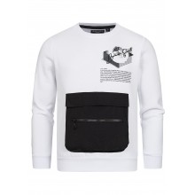 Herren Oberteile | Brave Soul Herren Sweater Zipper Fronttasche Logo Text Print optic weiss - ZE77150Brave Soul Menweiß21052537