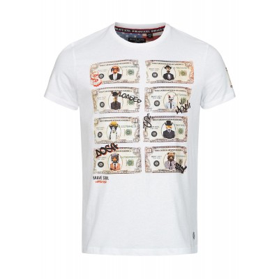 Herren Oberteile | Brave Soul Herren T-Shirt Animals Dollar Print weiss - QM51286Brave Soul Menweiß20062943