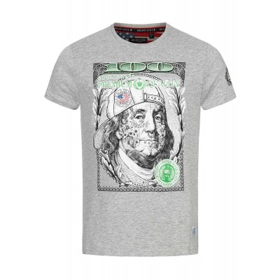 Herren Oberteile | Brave Soul Herren T-Shirt Benjamin Franklin Dollar Print medium grau - SG15349Brave Soul Mengrau20062938-S-GR