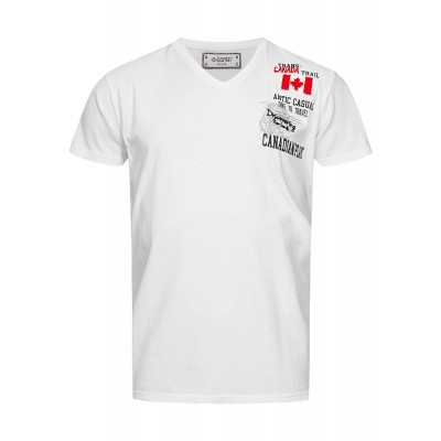 Herren Oberteile | Canadian Peak Herren T-Shirt mit V-Neck und Logo Print weiss - VP08265Canadian Peakweiß22030558