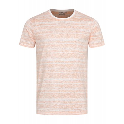 Herren Oberteile | Eight2Nine Herren Struktur T-Shirt mit Streifen Muster Inside Print sunset peach - BU43416Eight2Nine Menorange21031053