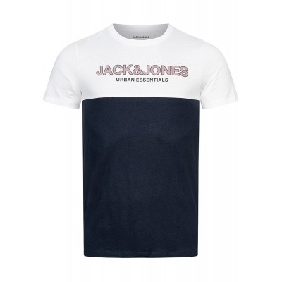 Herren Oberteile | Jack and Jones Herren NOOS Colorblock T-Shirt mit Logo Print rot navy blau - GM33873Jack & Jonesrot22020644