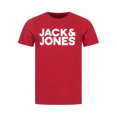 Herren Oberteile | Jack and Jones Herren NOOS O-Neck T-Shirt Logo Print rio rot weiss - ZA39186Jack & Jonesrot20041600-S-RE