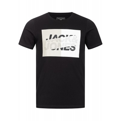 Herren Oberteile | Jack and Jones Herren T-Shirt Slim Fit Logo Print schwarz weiss - WK14032Jack & Jonesschwarz21052288-S-BK