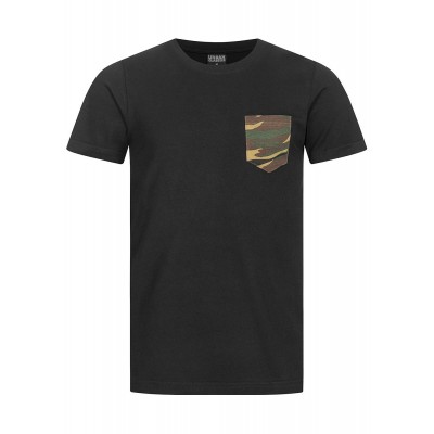 Herren Oberteile | Urban Classics Herren T-Shirt mit Camo Brusttasche schwarz - HP85858Seventyseven Lifestyle Herrenschwarz18031021