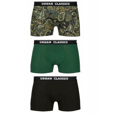 Herren Modeschmuck & Mode Accessoires | Urban Classics Herren 3-er Pack Boxer Shorts dunkel grün & Paisley & schwarz - CD22127Urban Classicsgrün21063254