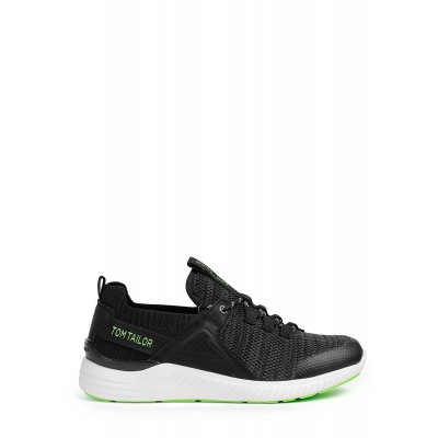 Herren Schuhe | Tom Tailor Herren Schuh Struktur Sneaker zum schnüren schwarz lime grün - KY13766Tom Tailor Herrenschwarz21020661