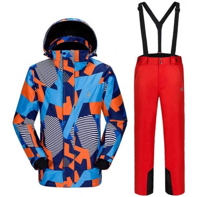 Acant Outdoor Skianzug Antistatischer Warmer Herren Camouflage Schneeanzug + Hose Red-XL