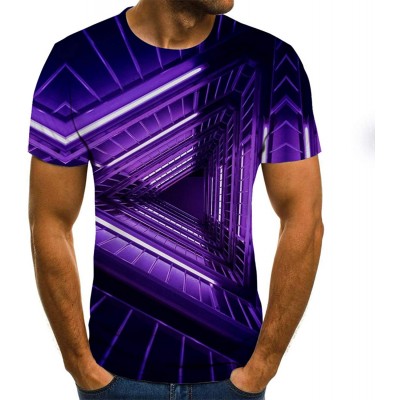 SSBZYES Herren-T-Shirts Herren-Kurzarm-Herrenoberteile Sci-Fi-farbenfrohe geometrische 3D-Digitaldruck-T-Shirts Herren-Kurzarm-Herren-T-Shirts in Übergröße